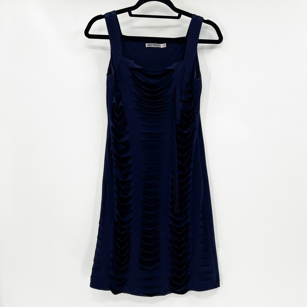 My Tribe Navy Blue Sheer Cutout Square Neck Sleeveless‎ Midi Dress Size L